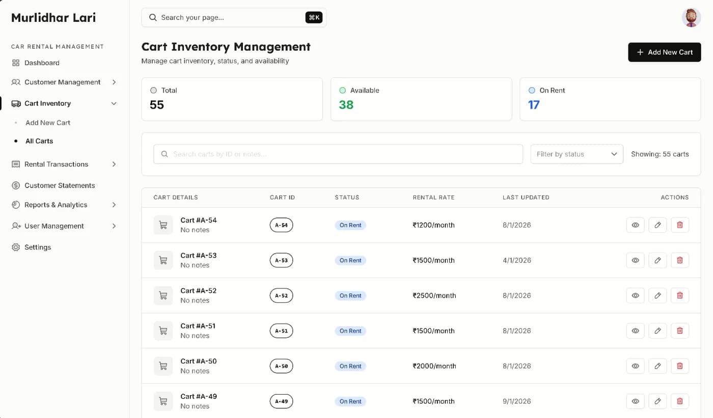Cart Inventory Management
