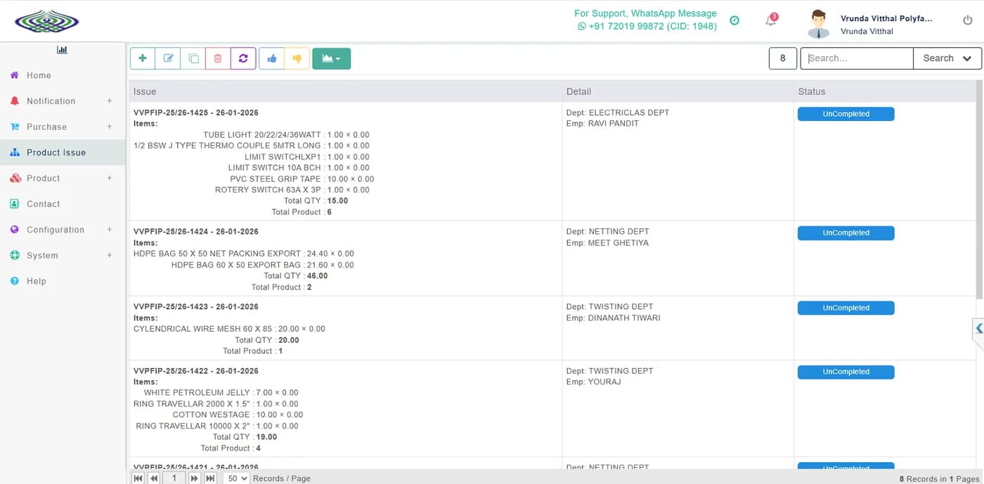 Material Issue Management System