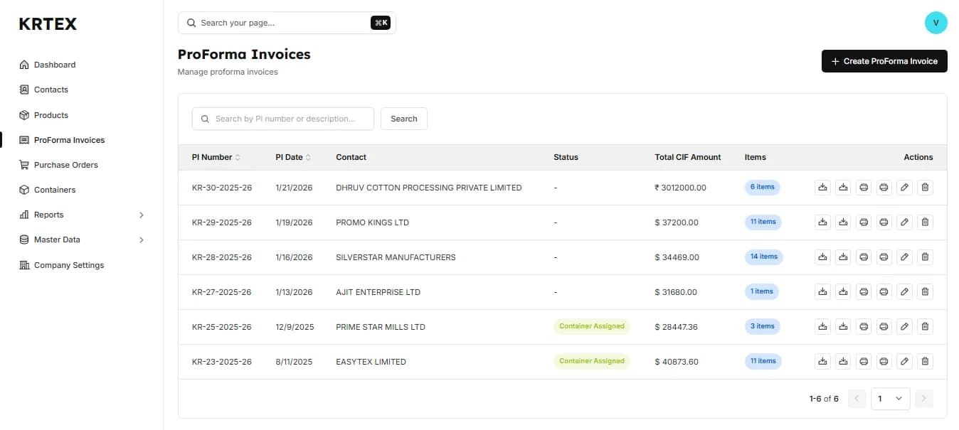 Proforma Invoice Lifecycle Module